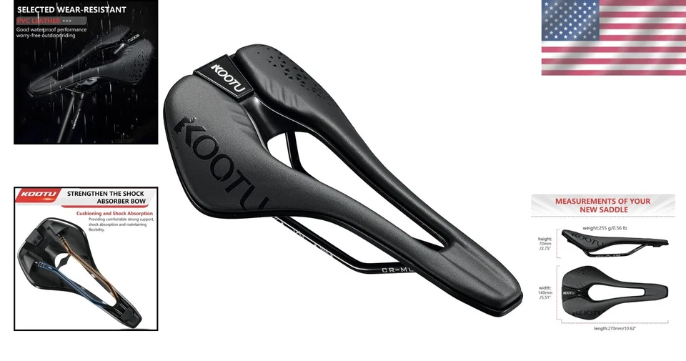 Comfort Bicycle Saddle: Waterproof Gel PU Leather, Shock Absorbing, Men/Women... - Image 2 of 4