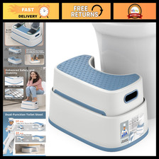 Toilet Stool Squat for Adults - Heavy Duty Anti-Slip Bathroom Step, White Gray