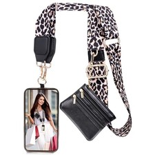 Clip and Go Strap for Phone with Wallet Crossbody,Phone Strap with Leopard
