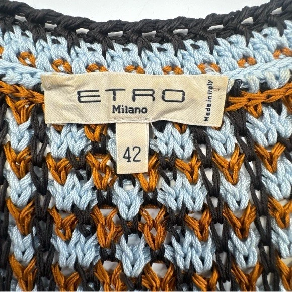 Blusa sin mangas ETRO Milano para mujer talla 42 EE. UU. 6 marrón algodón viscosa ganchillo Foto 2 de 4