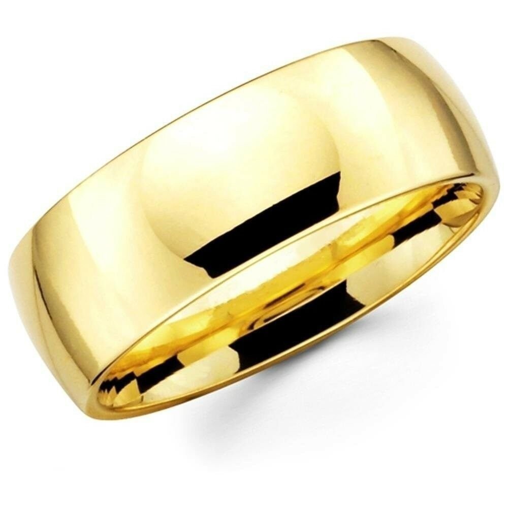 Mens Women Solid 14K Yellow Gold Plain Wedding Ring Band Comfort Fit 8MM Size 10