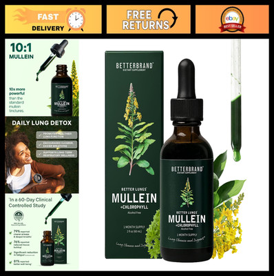 Mullein Drops Tincture for Lung Detox - Alcohol-Free Respiratory Support, 1 Mont