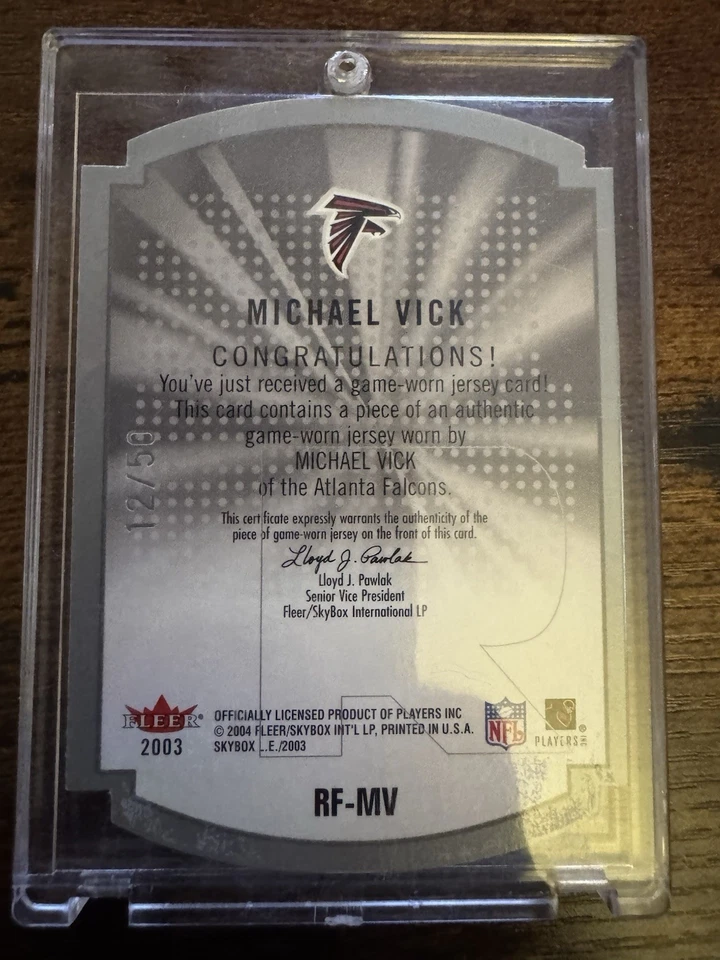 2003 Skybox L E Rare Form Jsy /50 Falcons Virginia Tech - Image 2 of 2