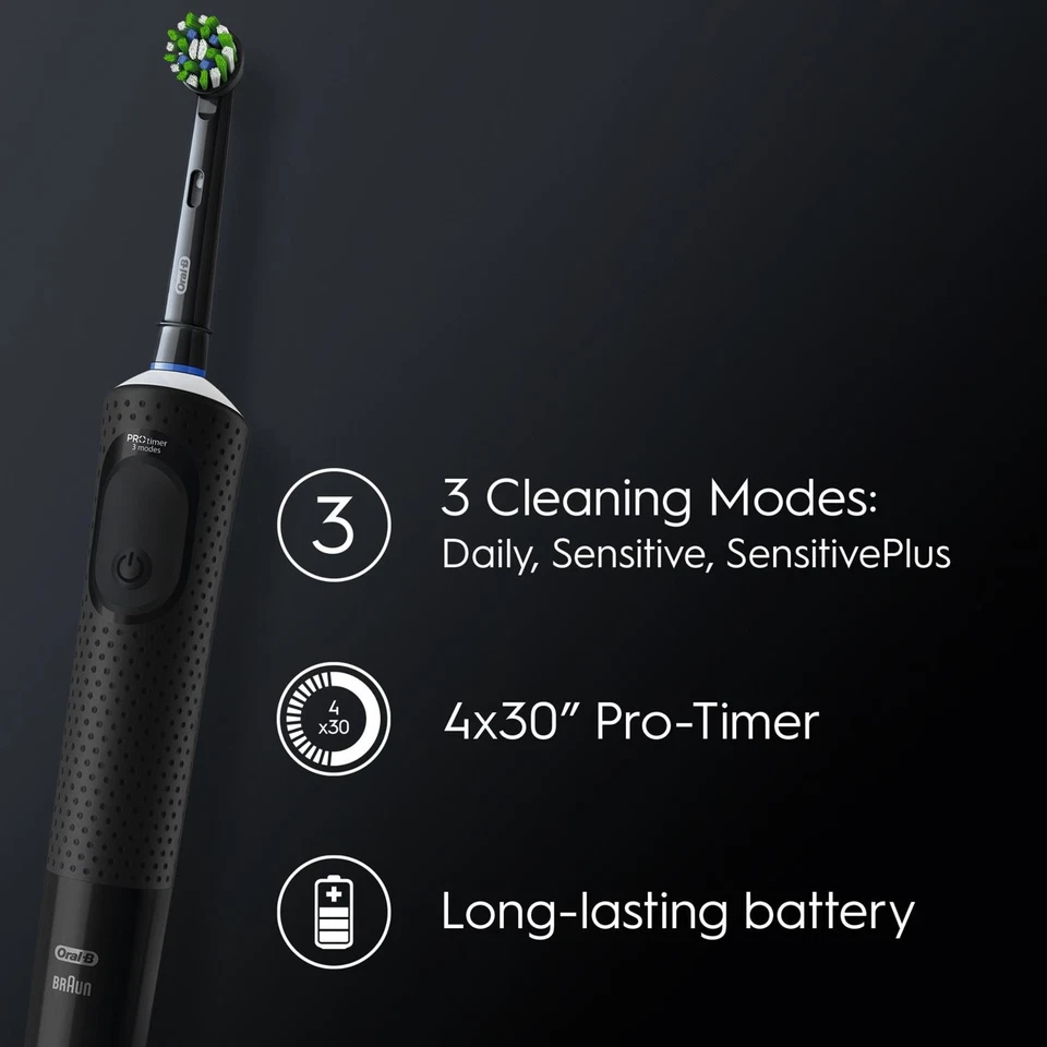 Oral-B Vitality Pro Cepillo de Dientes Eléctrico Recargable con 2 Cabezales de Cepillo, Negro - Imagen 2 de 4