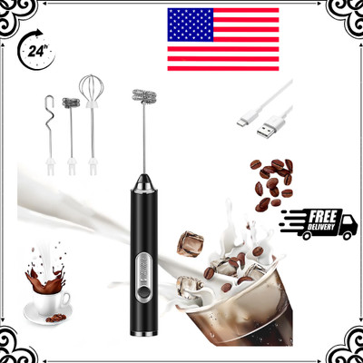 Electric Milk Frother Handheld Whisk Mixer Stirrer Coffee Egg USB Rechargeable