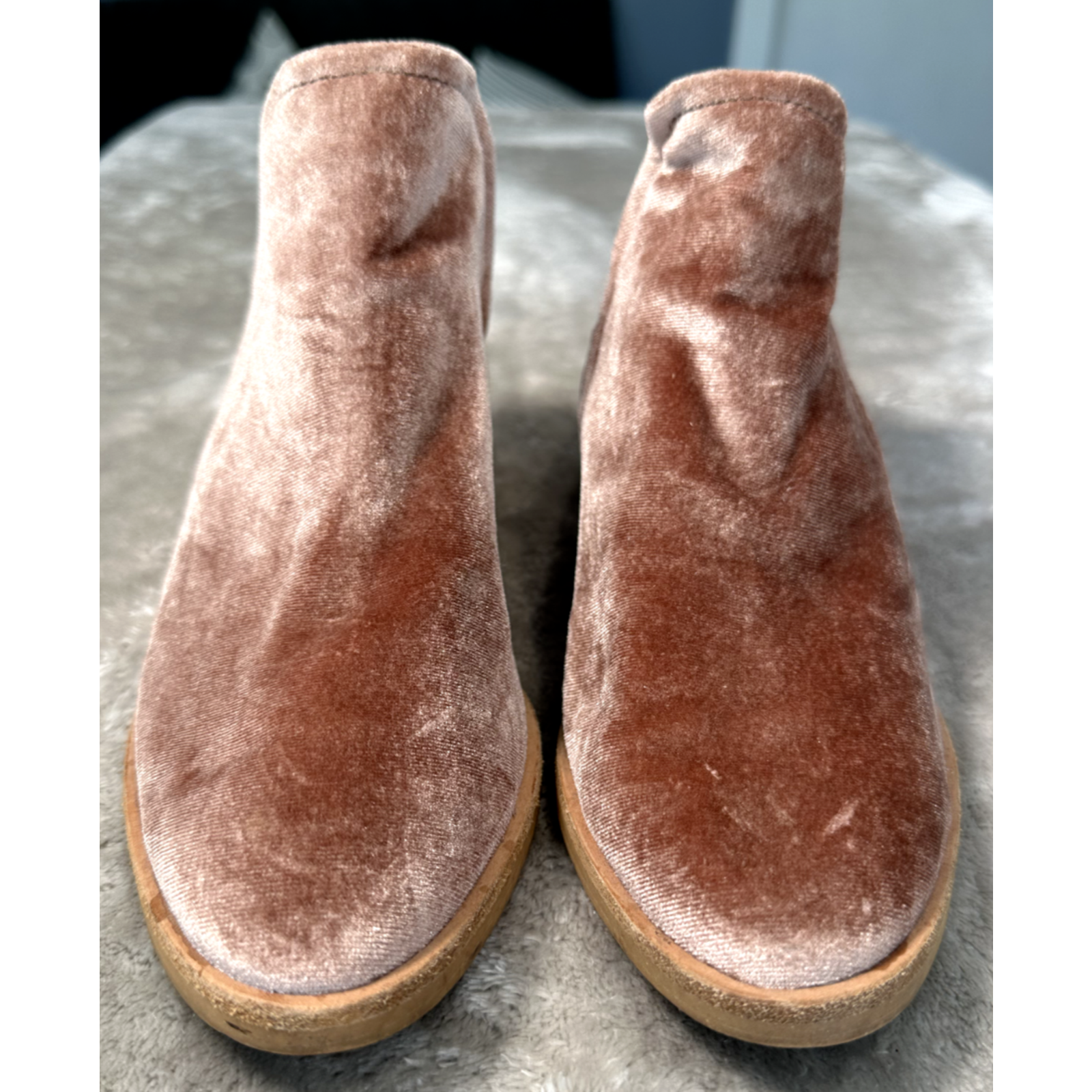 Dolce Vita Mauve Pink Velvet Boho Ankle Booties Women Size 8