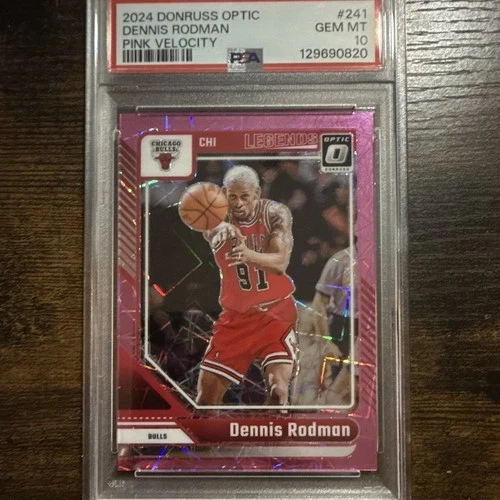 Panini 2024-25 Donruss Optic Legends Dennis Rodman Pink Velocity #241 /79 PSA 10
