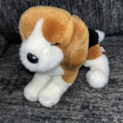 Douglas Cuddle Toy 13'' Realistic Beagle Dog Stuffed Animal White Brown Blk Plush