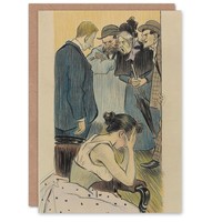 Theophile Steinlen Art Card Family Argument Satirical Painting Greeting Card
