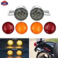 Rear Chrome LED Turn Signal Indicator Bracket w/ Light Lens For Harley Sportster