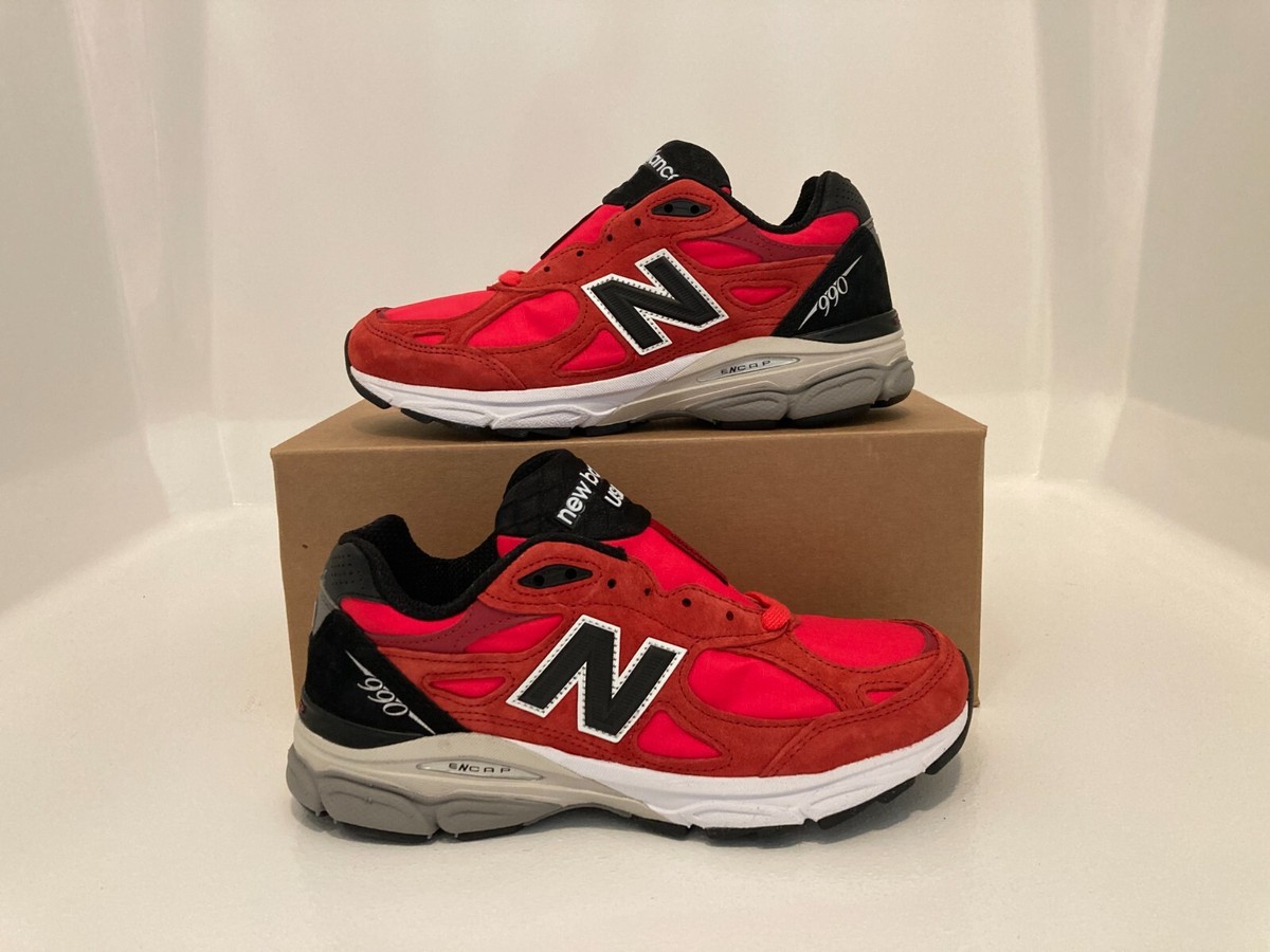 6 Men/7.5 Women New Balance 990v3 Made in USA Red Black Run Casual
