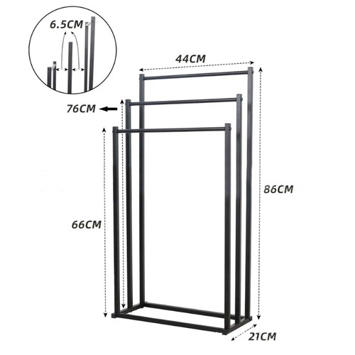 Metal Towel Bathroom Rack 3 Bars Freestanding Drying Shelf Storage Organizer - Picture 7 of 12