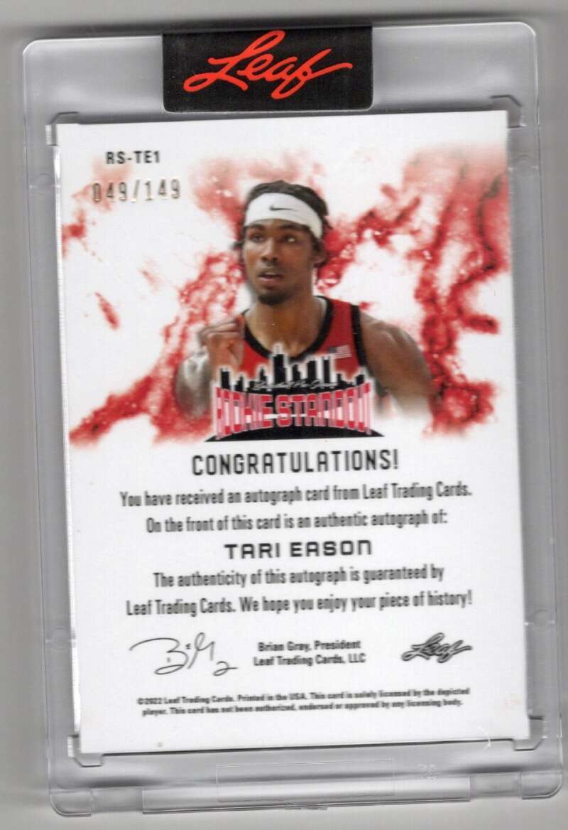 TARI EASON RC AUTO 2021-22 Leaf Rookie Srandout Autograph 49/149 