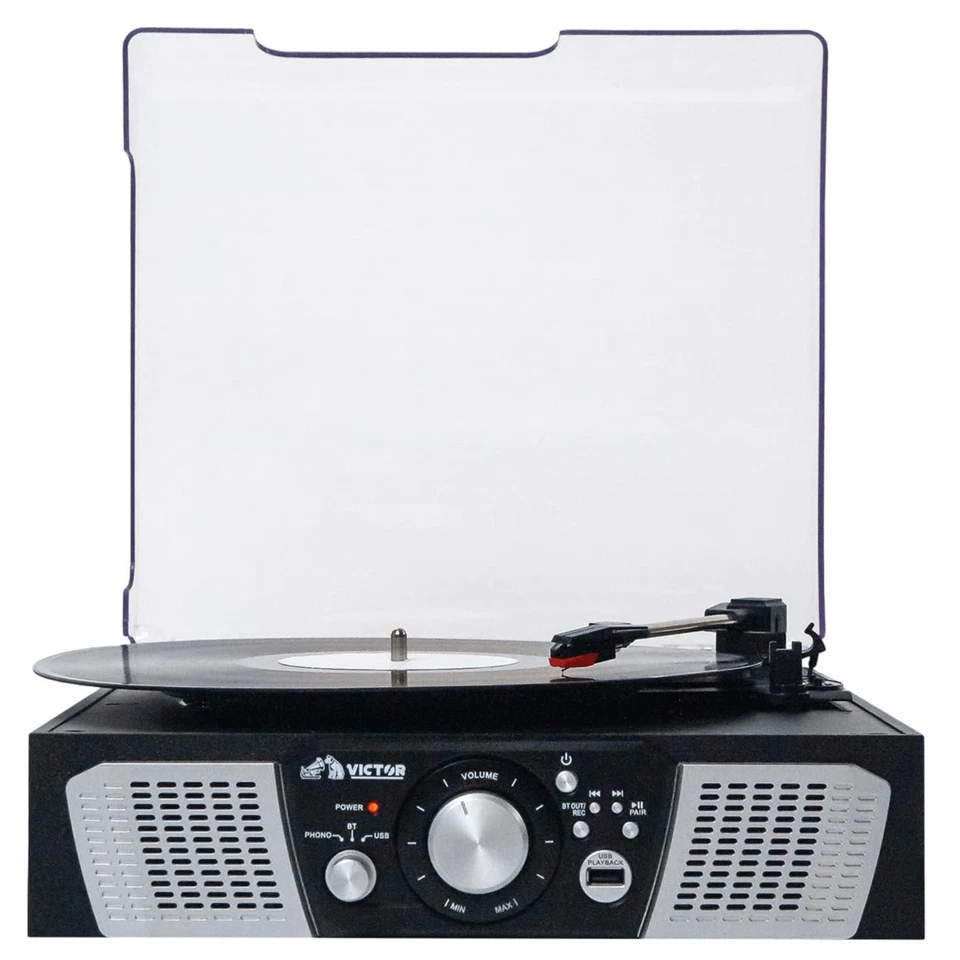 Victor Beacon Hybrid 5-in-1 Turntable System with Bluetooth & FM Radio (1200-BK) - Image 4 of 4