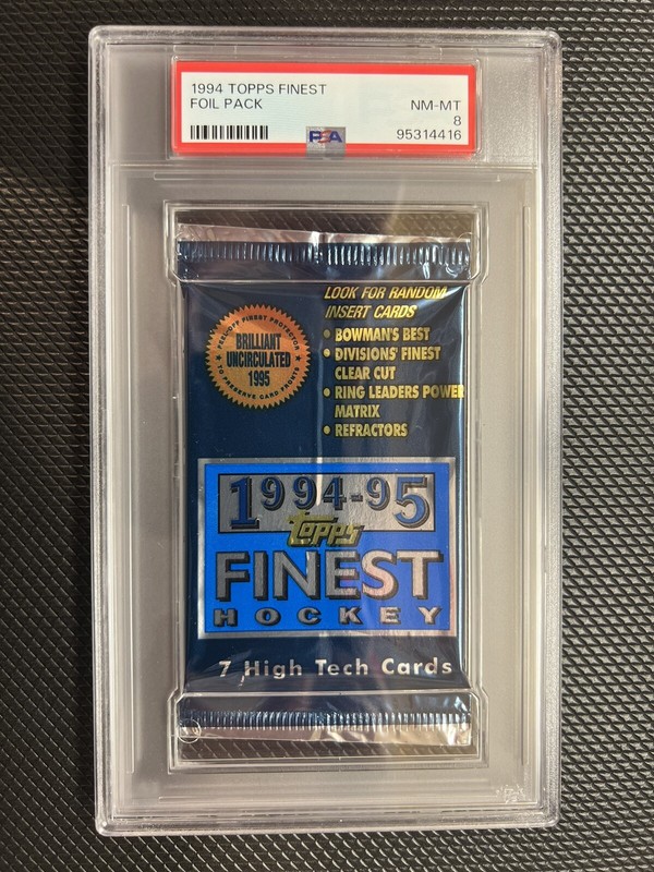 1994-95 Topps Finest Hockey Sealed Pack PSA 8