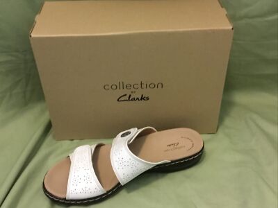 New Womens Clarks Slide Sandal Leisa Lacole 26124799 White Wide