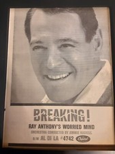 Ray Anthony Worried Mind Rare Original Promo Poster Ad Framed! #2