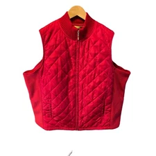 Carolyn Taylor Woman Full Zip Quilted Fleece Panels Red Vest Sz 2X