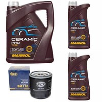 MotoröL Set Mannol 10W-40 Ceramic Pro 7 Liter + ÖLfilter FüR Alfa Romeo Lancia