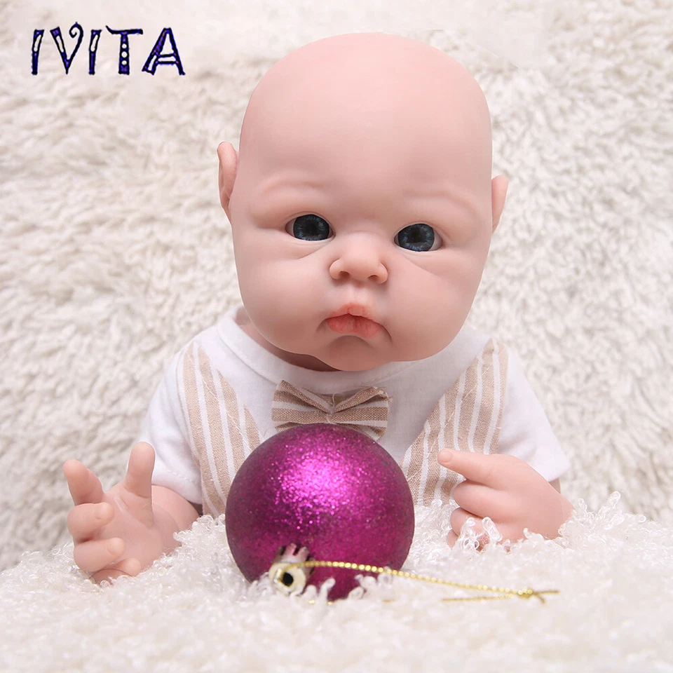 IVITA 19"Popular Blue Eyes Boy&Girl Full Silicone Doll Reborn Baby Toddler Toy - Image 2 of 4