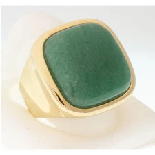 GREEN AGATE COCKTAIL RING SQUARE SHAPE BOLD IMPRESSIVE BEAUTY SIZE 7.5
