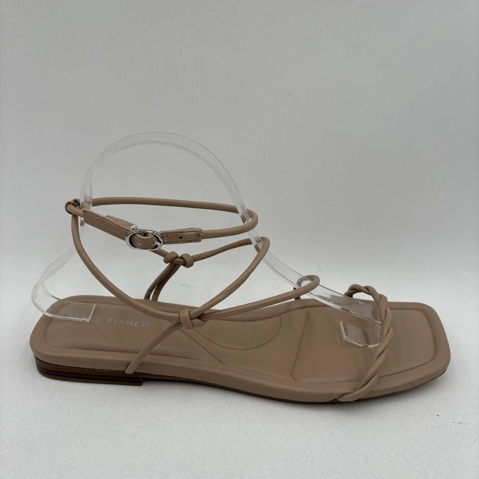 Marc Fisher LUETH Taupe Synthetic Square Toe Strappy Flat Sandals, Size 10M - Image 2 of 4