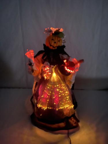 Fiber Optic Vintage 18" Pumpkin Queen Tree Topper Fibre-Optic Halloween - Picture 4 of 7