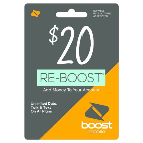 Boost Mobile - Carte téléphonique prépayée Re-Boost 20 $ remplie directement sur votre mobile  - Photo 1/1