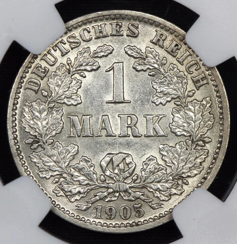 NGC AU58 1905-J GERMANY SILVER 1 MARK  GERMAN 1905J      (BC03)