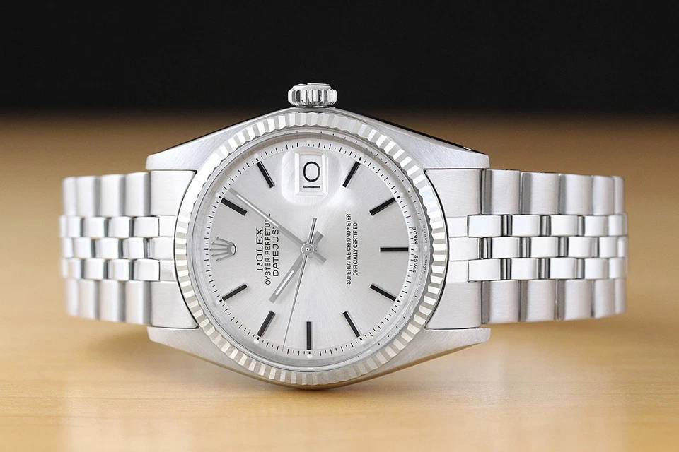 Rolex da Uomo Datejust Argento 18K Oro Bianco Orologio IN Acciaio Inox W/Chiuse - Immagine 3 di 4