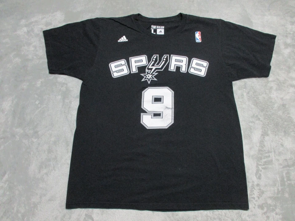 Винтажная мужская футболка SPURS для взрослых БОЛЬШАЯ черная San Antonio ADIDAS 9 Tony Parker Y2K - Изображение 2 из 4