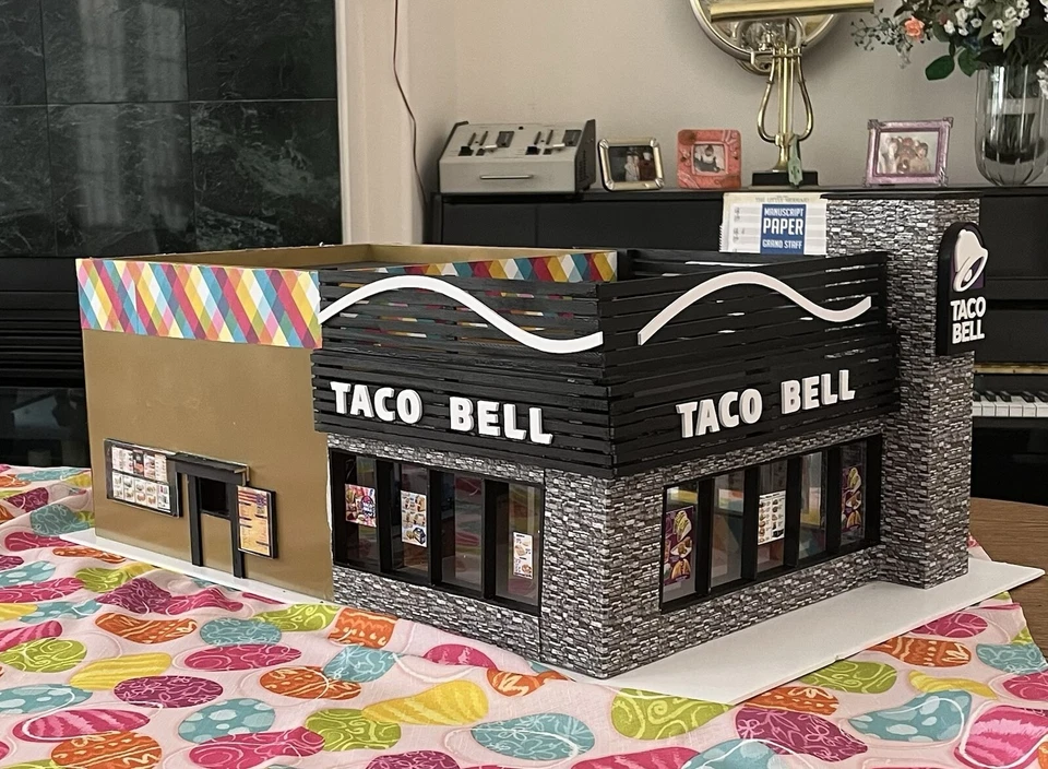 CUSTOMER CUSTOM ORDER O-Scale Taco Bell Restaurant 3D Sign Plastic Decals - Image 3 of 4