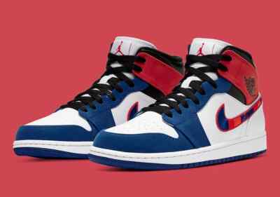 Nike Air Jordan 1 Mid SE White Red Blue Multi-Color Swoosh  display picture 3