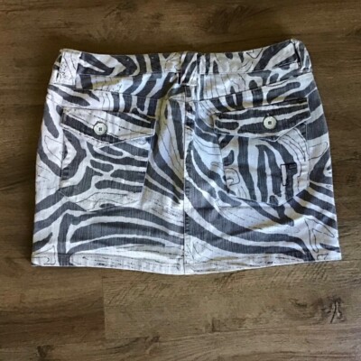 Rogan x Target Jean Skirt Juniors Size 7 Denim Mini Animal Zebra Print Gregory