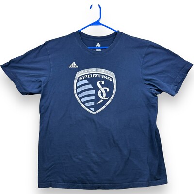 Adidas Mens Tee Shirt Kansas City Sporting Graphic Print Short Sleeves Blue  2XL