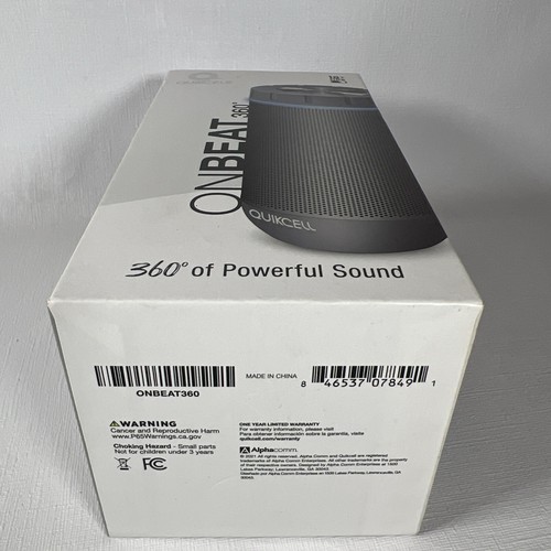 Quikcell OnBeat 360 Splash Proof Portable Wireless Speaker - Gray - 第 6/6 張圖片