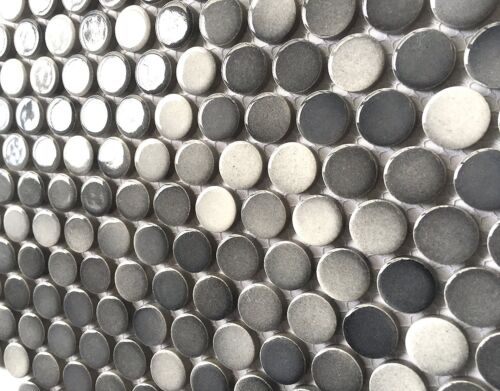 3/4 x 3/4 Penny Round Multi Gray Porcelain Mosaic Wall and Floor (5 PACK) - Picture 2 of 6