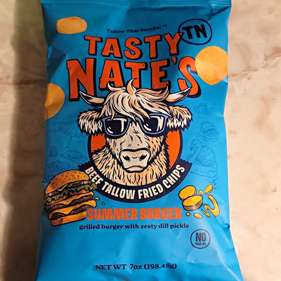 Tasty Nate's Beef Tallow Fried Chips Summer Burger Flavor 7 oz Single Bag