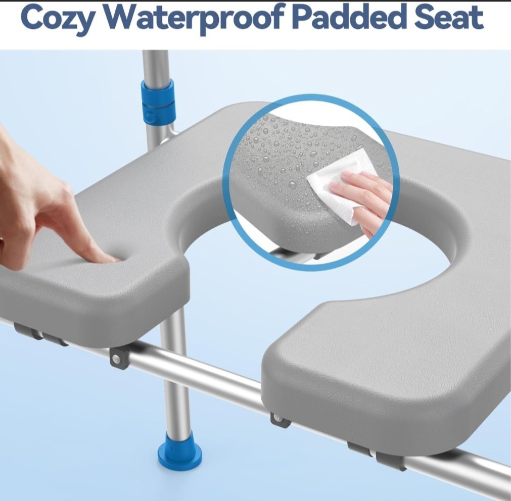 Loyoda Raised Toilet Seat & Handles With Padded Seat 500lbs, Fits Any Toilet