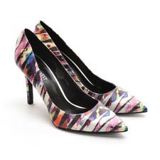 Ladies Nine West Martina Stiletto Dress Pumps 6.5 M Multi Snake Print Heel Shoes
