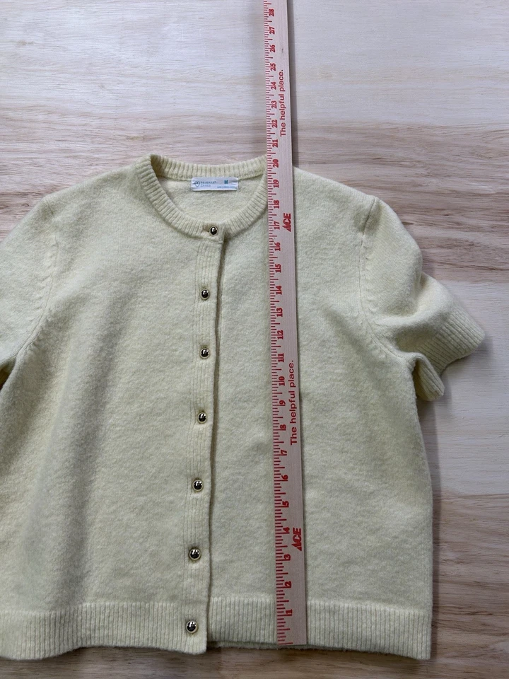 Cárdigan Primark Crema Verdoso Botones Manga Corta Suéter Talla Mediana Foto 4 de 4