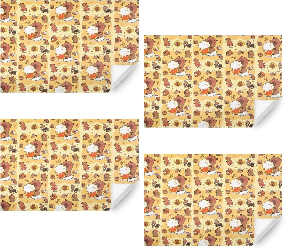 Capybara 儿童女孩男孩包装纸可爱 Capybaras 礼品包装纸 fo — 第 3/4 张图片