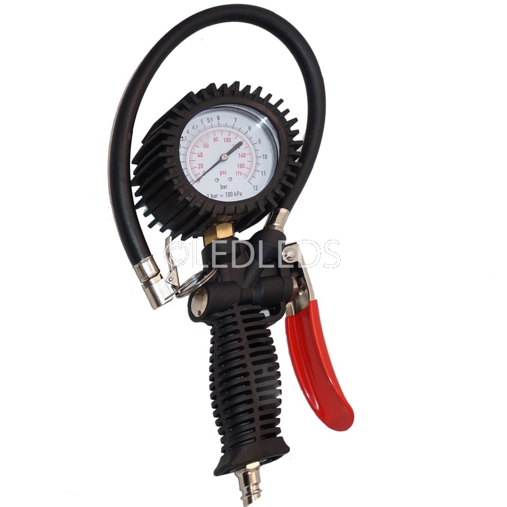 PISTOLA 0-12 BAR COMPRESSORE PROFESSIONALE GONFIAGGIO PNEUMATICI MANOMETRO GOMME - Immagine 1
