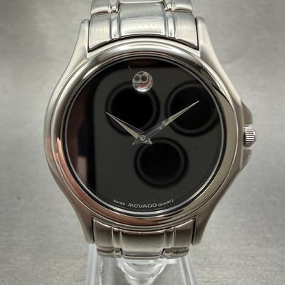 Movado Museum Watch Men 35mm Black Dial Silver Tone Round 84-E4-0863 New Battery