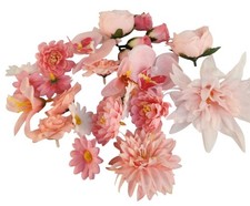 25 Pink Artificial Flower Heads for DIY Crafts   Roses, Daisies, Orchids