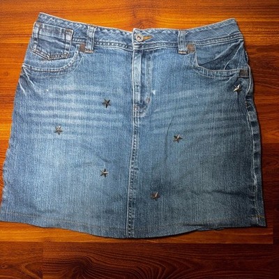 Urban Outfitters Medium Wash Star Studded Denim Mini Skirt