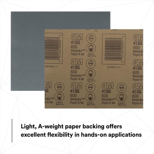 3M Wetordry Abrasive Sheet 213Q, 02040, 320+ Grit, 9 in x 9 x 11 in, Black  - 第 5/9 張圖片