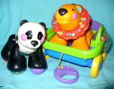 Fisher Price Amazing Animals Sing Go Choo Choo Lion & Panda Train Car & Monkey