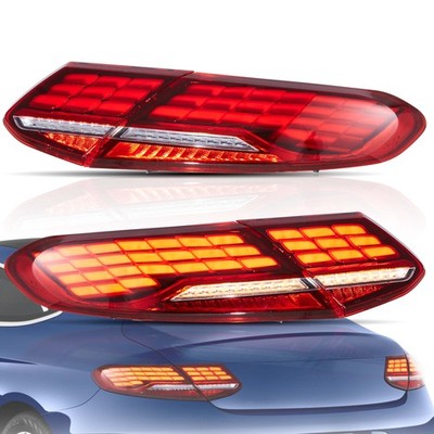 2*Rot VLAND FULL LED Rückleuchten für 2015-21 Mercedes Benz C-Class W/Animation