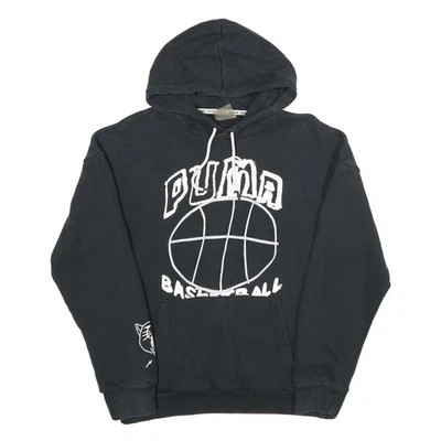 PUMA Sweat à Capuche Homme Noir Basketball Sports À Enfiler S Coton Mélangé - Photo 1/4